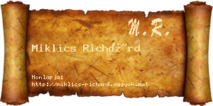 Miklics Richárd névjegykártya